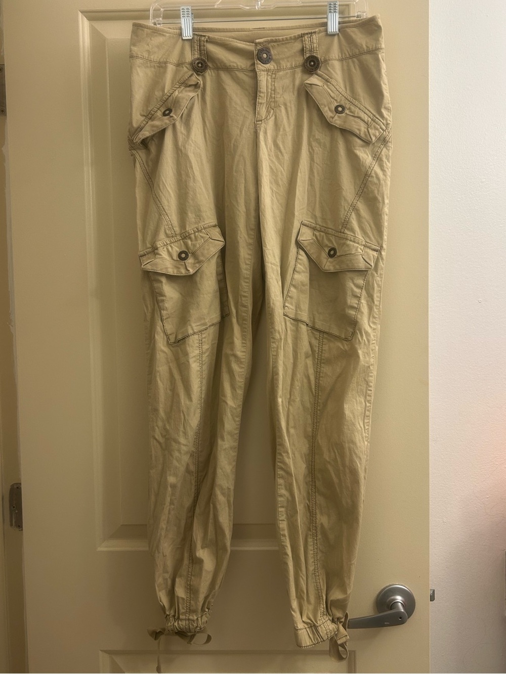 Women’s DKNY Khaki Cargo Jogger Pants - Casual Utility Style